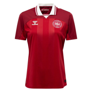 Ženski Nogometni dres Danska Domači Euro 2025 rdeča Kratek Rokav