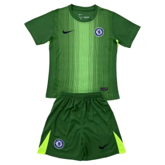 Otroški Nogometni dresi kompleti Chelsea Vratar 2025-26 zelena z lastnim imenom