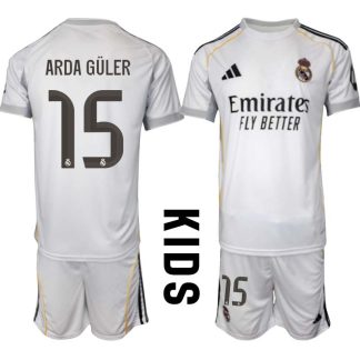 Poceni Otroški dresi Kompleti Real Madrid Domači 2025-26 Arda Güler 15