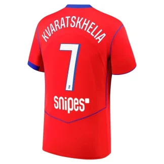 Poceni Nogometni dresi Paris Saint-Germain PSG Tretji 2025-26 Moški Kvaratskhelia 7