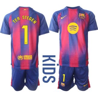 Otroški Nogometni dresi kompleti FC Barcelona Domači 2025-26 Marc-André ter Stegen 1