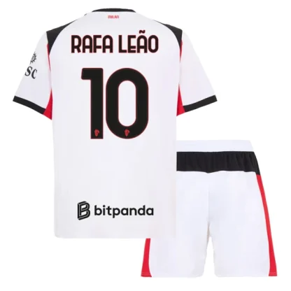 Otroški Nogometni Dresi kompleti AC Milan Gostujoči 2025-26 Rafael Leao 10