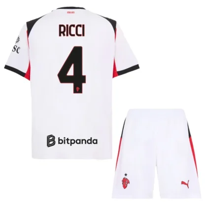 Otroški Nogometni Dresi AC Milan Gostujoči 2025-26 z imenom Ricci 4