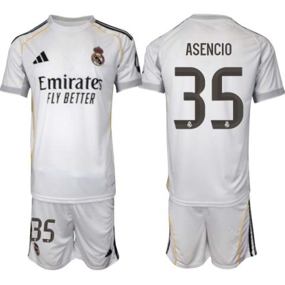 Kupiti Moški Nogometni dresi Kompleti Real Madrid Domači 2025-26 Raúl Asencio 35