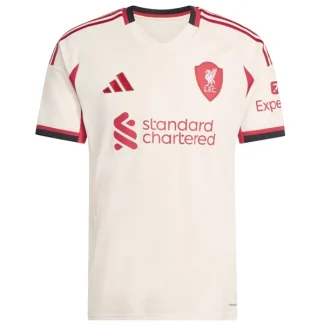 Prodajo Moški Nogometni dresi Liverpool Gostujoči 2025-26 bela in rdeča