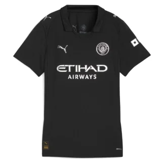 Kupiti Nogometni dresi črna Manchester City Gostujoči 2025-26 Ženski Kratek Rokav