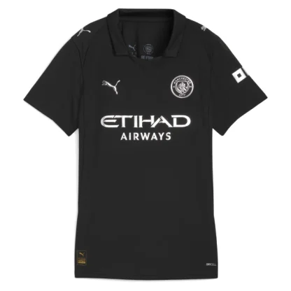 Kupiti Nogometni dresi črna Manchester City Gostujoči 2025-26 Ženski Kratek Rokav