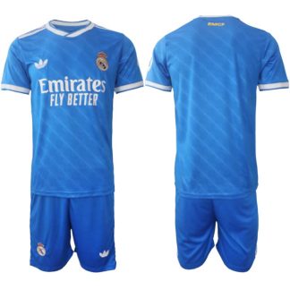 Poceni Nogometni dresi Moški kompleti Real Madrid Tretji 2025-26 modra