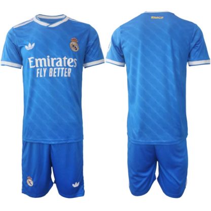 Poceni Nogometni dresi Moški kompleti Real Madrid Tretji 2025-26 modra