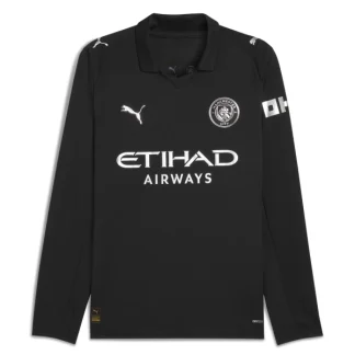 Poceni Nogometni dresi Manchester City Gostujoči 2025-26 Črna Moški Dolgi Rokav