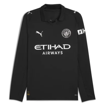 Poceni Nogometni dresi Manchester City Gostujoči 2025-26 Črna Moški Dolgi Rokav