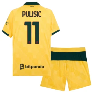 Otroški Dresi AC MilanTretji 2025-26 rumena Nogometni Dresi komplet Christian Pulisic 11