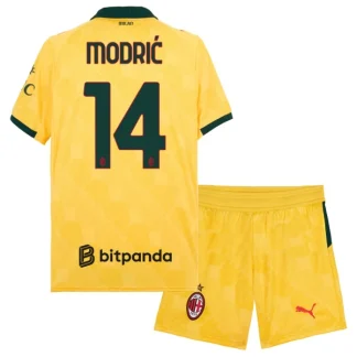 Nogometni dresi za otroke komplet AC MilanTretji 2025-26 rumena Modrić 14
