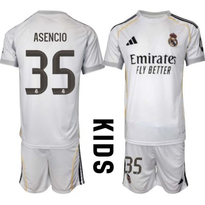 Nogometni dresi Otroški kompleti Real Madrid Domači 2025-26 Raúl Asencio 35