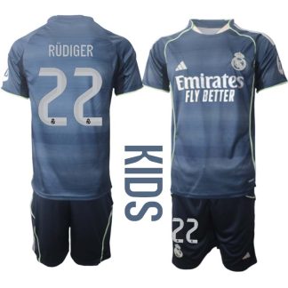 Otroški Nogometni dresi Real Madrid Gostujoči 2025-26 Antonio Rüdiger 22