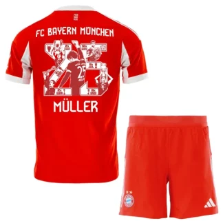 Otroški Nogometni dresi kompleti FC Bayern Munich Domači 2025-26 Thomas Müller 25-Posebno