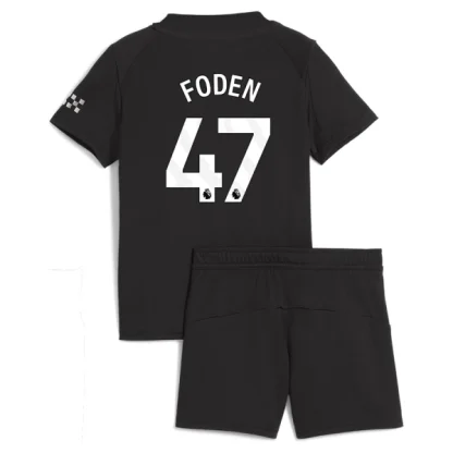 Nogometni dresi za otroke Manchester City Gostujoči 2025-26 tisk Phil Foden 47