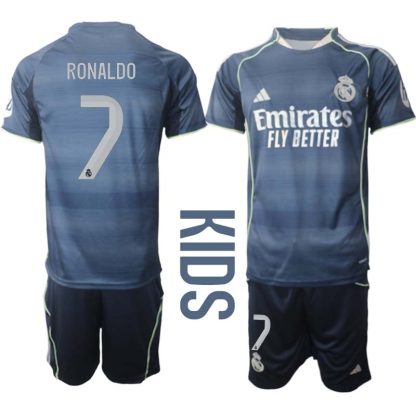 Otroški Nogometni dresi Cristiano Ronaldo 7 Real Madrid Gostujoči 2025-26