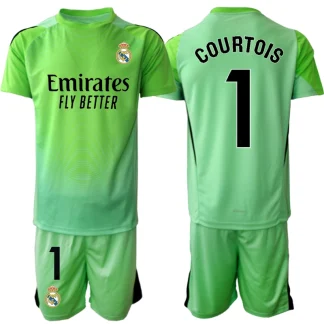 Nogometni dresi kompleti Real Madrid Vratar 2025-26 zelena Otroški Thibaut Courtois 1