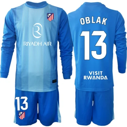 Kupiti Otroški nogometni dresi komplet Atletico Madrid Vratar 2025-26 modra Jan Oblak 13
