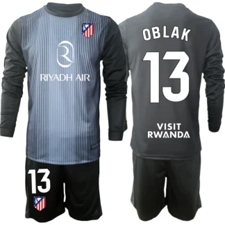 Otroški Nogometni dresi Atletico Madrid Vratar 2025-26 črna komplet Jan Oblak 13