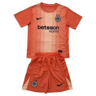 Otroški Nogometni dresi Inter Milan Vratar 2025-26 Oranžna Komplet