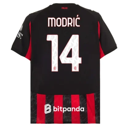 Moški Nogometni Dresi AC Milan Domači 2025-26 z imenom Luka Modrić 14