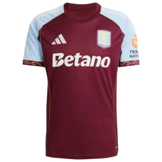 Poceni Moški nogometni dresi Aston Villa Domači 2025-26 Kratek Rokav