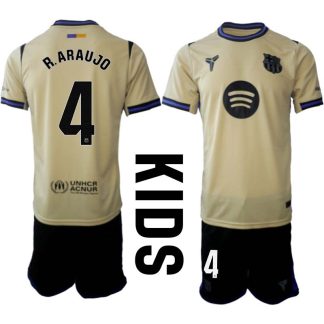 Nogometni dresi komplet FC Barcelona Otroški Gostujoči 2025-26 Ronald Araujo 4