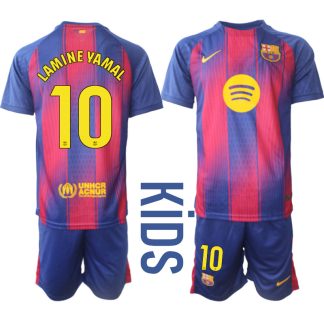 Poceni Nogometni dresi za otroke FC Barcelona Domači 2025-26 Lamine Yamal 10