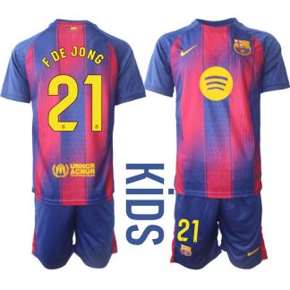 Otroški Nogometni dresi kompleti FC Barcelona Domači 2025-26 Frenkie de Jong 21