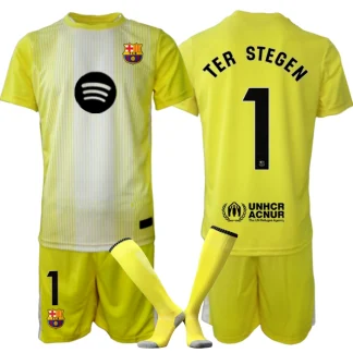 Nogometni dresi za otroke FC Barcelona Vratar rumena 2025-26 André ter Stegen 1