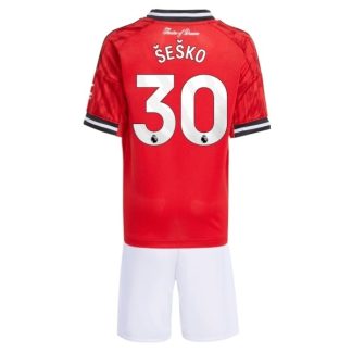 Otroški Nogometni dresi Benjamin Sesko #30 Manchester United Domači 2025-26