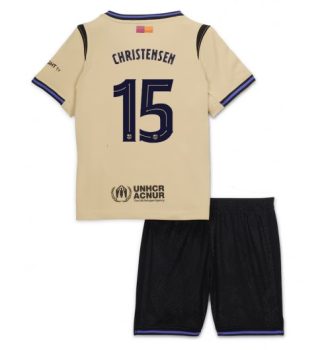 Poceni Otroški nogometni dres Andreas Christensen #15 FC Barcelona Gostujoči 2025-26