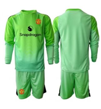 Otroški dresi Kompleti Manchester United Vratar Tretji 2025-26 zelena Dolgi rokavi