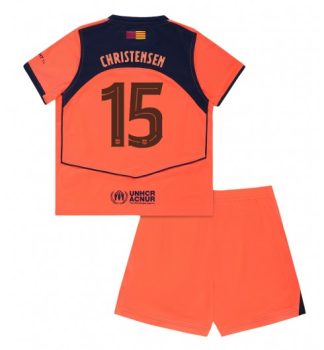 Otroški Nogometni dresi kompleti Andreas Christensen #15 FC Barcelona Tretji 2025-26 oranžna