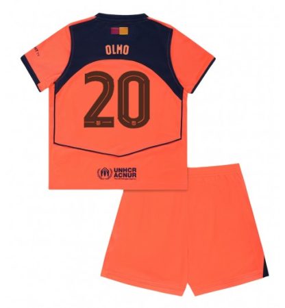 Otroški Nogometni dresi kompleti Dani Olmo #20 FC Barcelona Tretji 2025-26 oranžna