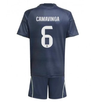 Otroški Nogometni dresi kompleti Real Madrid Eduardo Camavinga #6 Gostujoči 2025-26