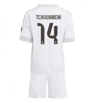 Najcenejši Nogometni dresi za otroke Real Madrid Aurelien Tchouameni #14 Domači 2025-26