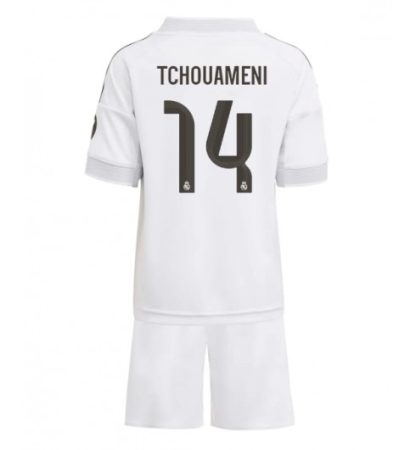 Najcenejši Nogometni dresi za otroke Real Madrid Aurelien Tchouameni #14 Domači 2025-26