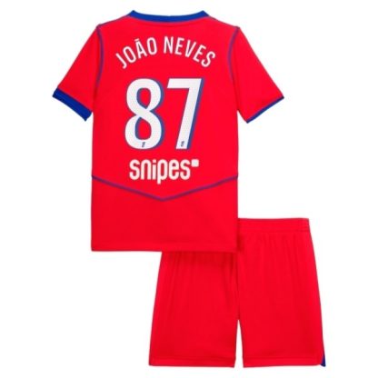 Nogometni dresi za otroke Paris Saint-Germain PSG Tretji 2025-26 João Neves 87
