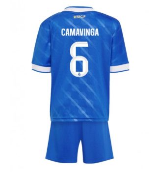 Poceni Nogometni dresi Real Madrid Tretji 2025-26 Otroški Eduardo Camavinga 6