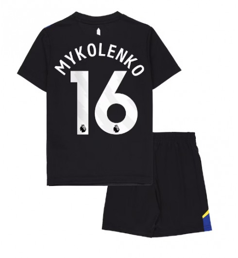 Poceni Nogometni dresi za otroke Everton Tretji 2025-26 črna Vitaliy Mykolenko 16