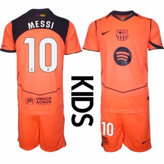 Otroški Nogometni dresi Lionel Messi #10 FC Barcelona Tretji 2025-26 oranžna