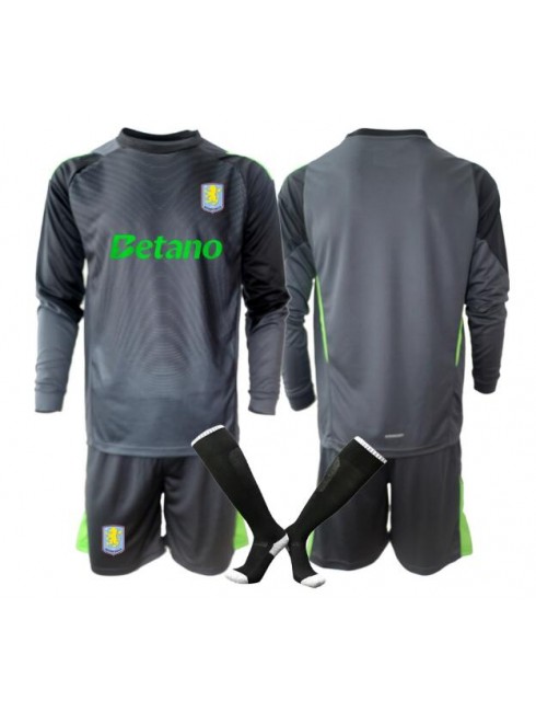 Nogometni dresi za otroke Kompleti Aston Villa Vratar Domači 2025-26 Dolgi rokav