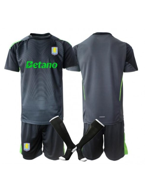 Nogometni dresi za otroke Kompleti Aston Villa Vratar Domači 2025-26 črna