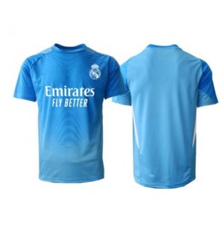 Moški Nogometni dresi Real Madrid Vratar Domači 2025-26 modra Kratki rokavi