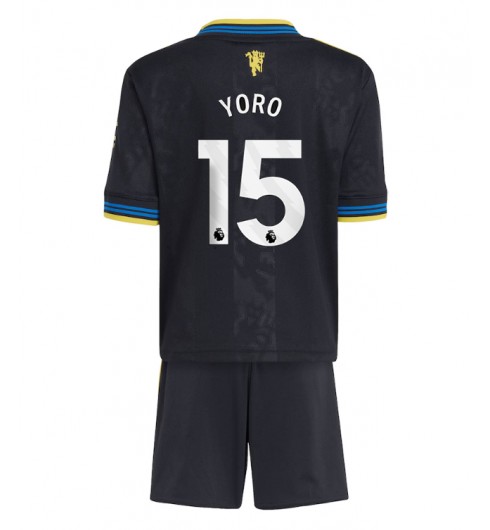 Otroški Nogometni dresi kompleti Manchester United Leny Yoro #15 Tretji 2025-26