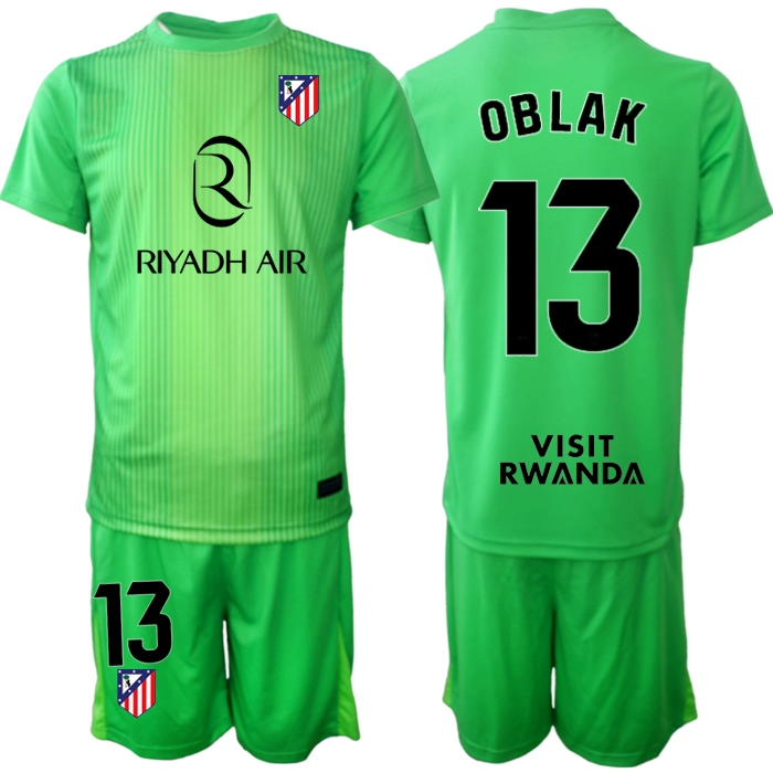 Poceni dres kompleti Atletico Madrid Jan Oblak 13 Vratarski 2025-26 zelena Moški