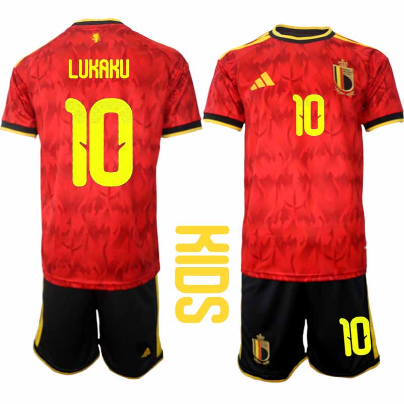 Poceni Nogometni dresi Romelu Lukaku #10 Belgija Domači SP 2026 Otroški Komplet